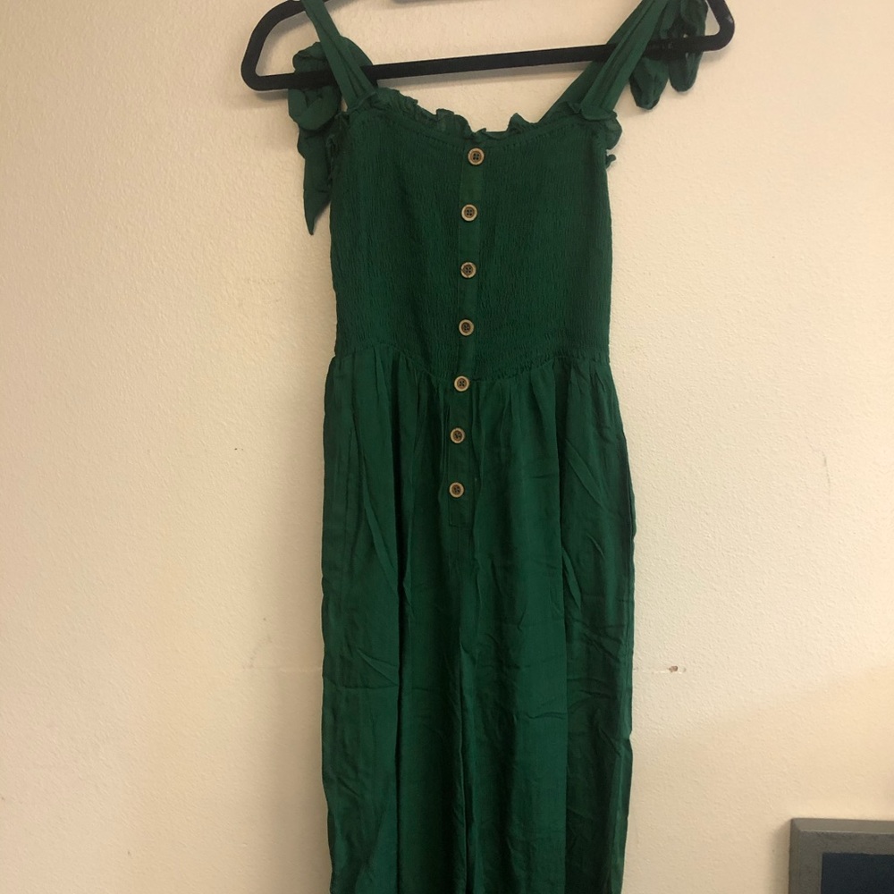 Red Dress Boutique Smocked Jumpsuit- Green (M)